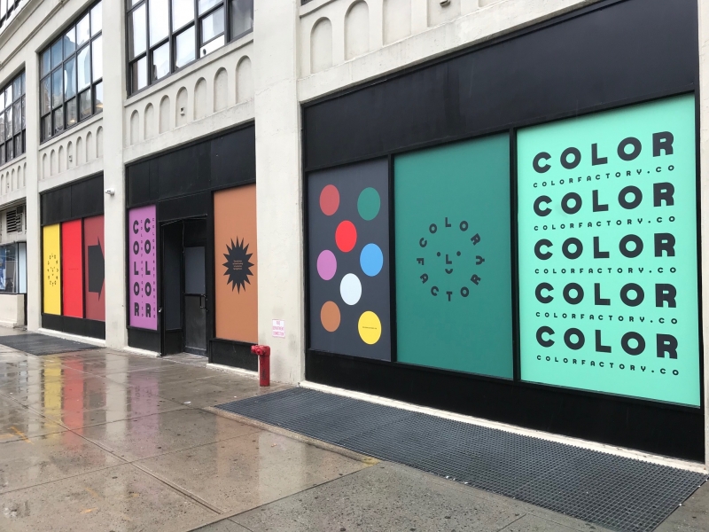 Color Factory in New York, Color X produced opening window graphics and all experiential graphics for interiors.
