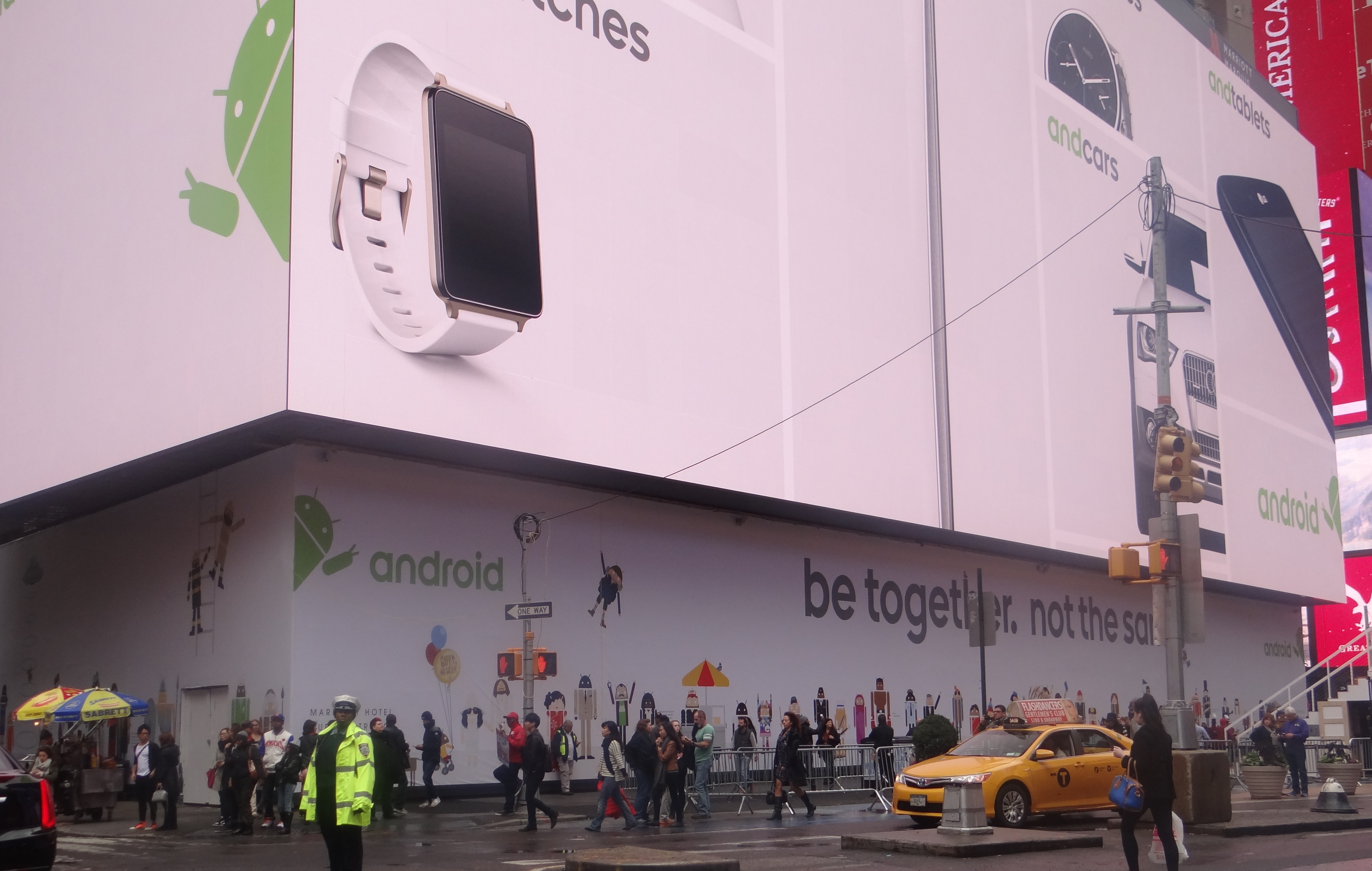 Construction barricade spanning a city block for Google Android