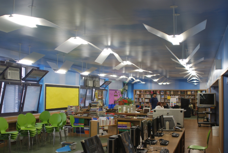 Digitally printed wallpaper is used here to create a positive learning experience in this Public Library.