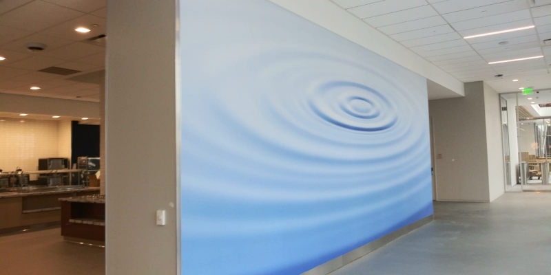 Custom printed wallpaper  for corporate interiors  are great for  branding environments.