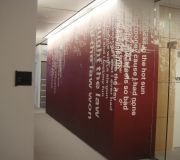 Sony Music corporate offices in New York, add corporate branding to the décor of hallways.