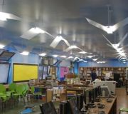 Digitally printed wallpaper is used here to create a positive learning experience in this Public Library.