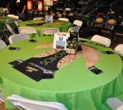 Sporting event uses branded table drops to promote product,