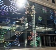 Printing on optically clear vinyl allows light and visibility where there are no graphics . A great way to brand your space and keep it open at the same time,