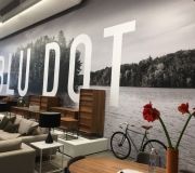 Custom printed wall covering for large mural in retail store NYC