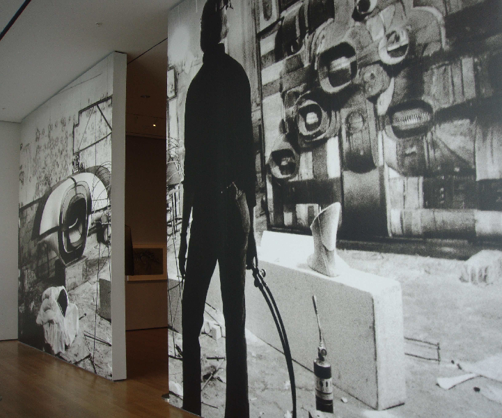 At this exhibition in MoMA, large black and white photos are digitally printed for wall murals.