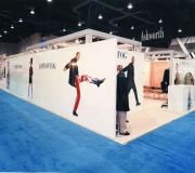 Large printed images are used here in trade show booth.