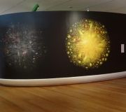 At the Born Again Exhibit at MoMA we printed and installed digital wall covering on curved wall.