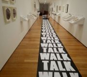 The Gallery walls of Print Out exhibit at MoMA use printed wall vinyls