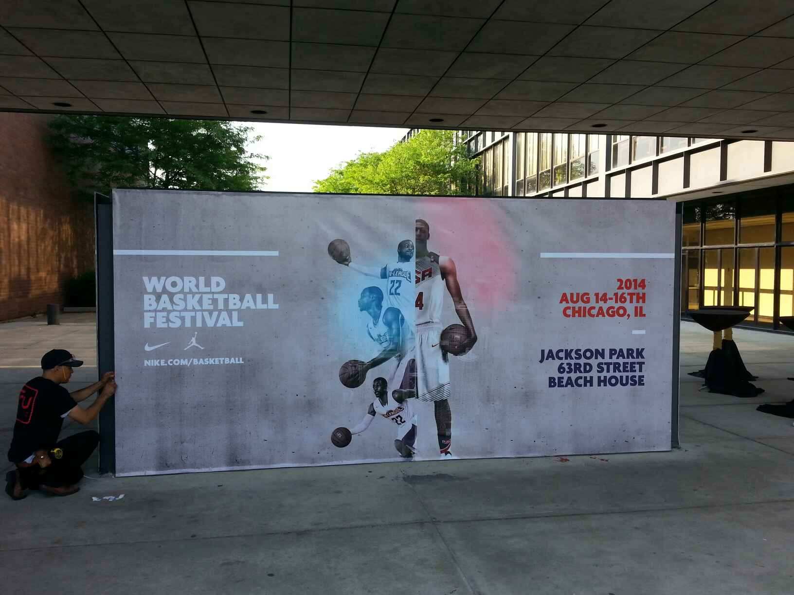 Digital large format printed vinyl and wrapped to create free standing wall