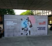 Digital large format printed vinyl and wrapped to create free standing wall