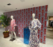 In store visuals for high end retailer NYC . Wall is fabricated and then vinyl wrapped