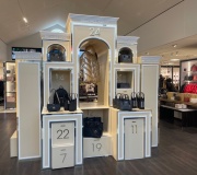 Color X custom fabricated this in store holiday display for Michael Kors .  Design & Build with CNC milling, paint finish and dimensional letters