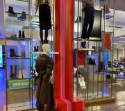 In store graphics : Color X printed adhesive vinyl and wrapped large column and platform.
