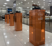 Color X fabricates custom pedestals out of many substrates , including acrylic, pdf,  gator board, corrugated  and more.